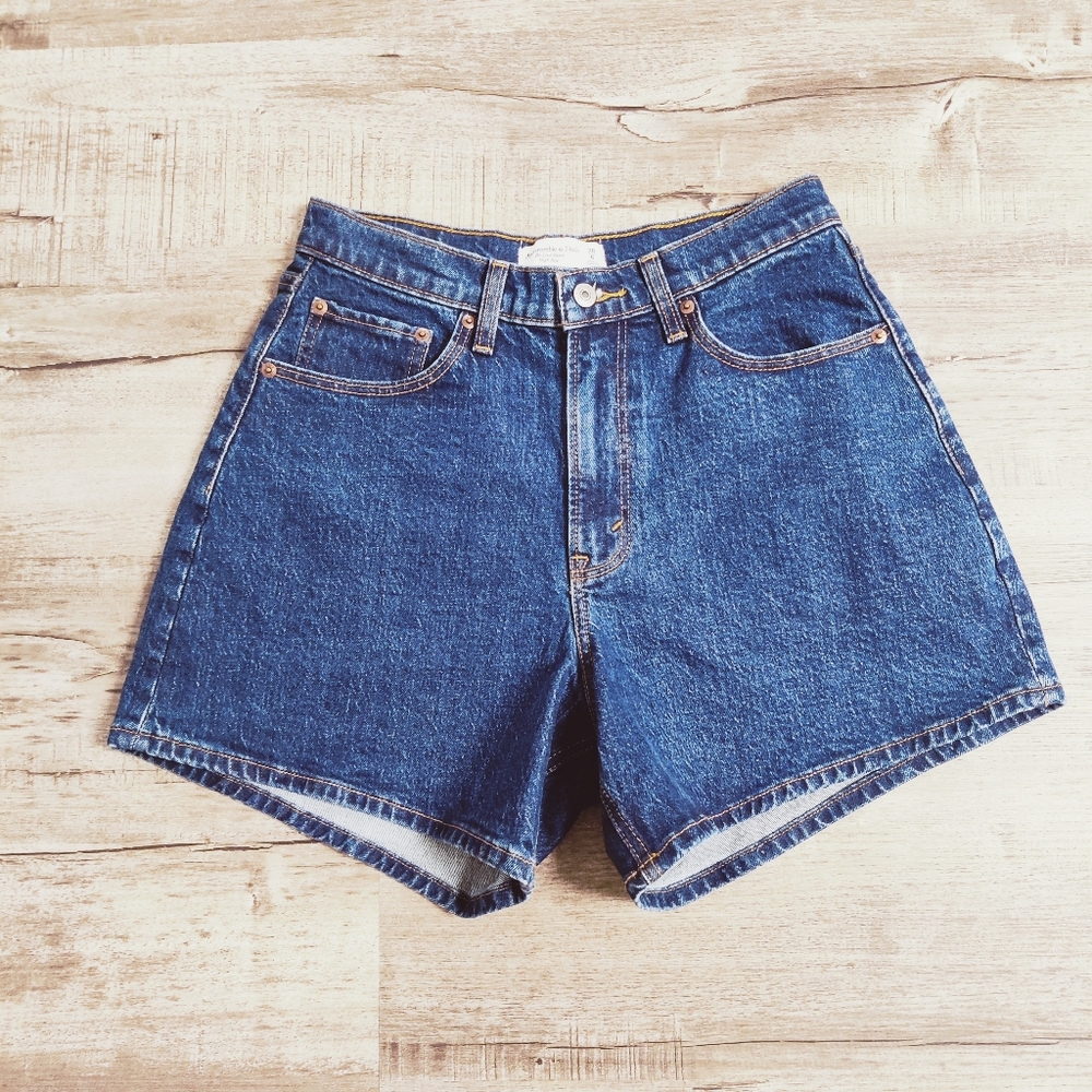 Abercrombie & Fitch Womens Curve Love The Dad Short High Rise Denim Jean Sz 28